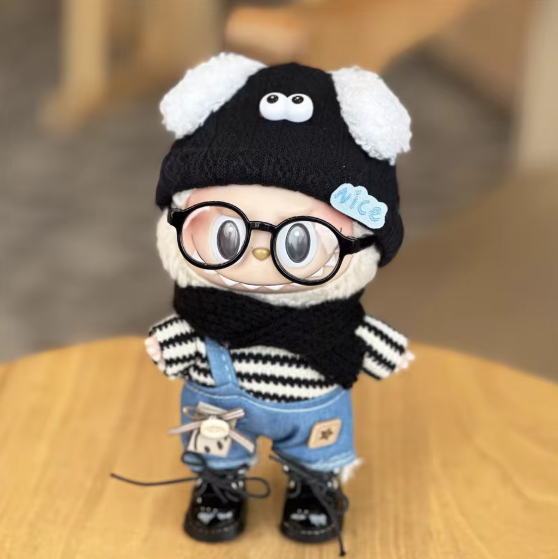 Black and White Sweater Overall with Hat